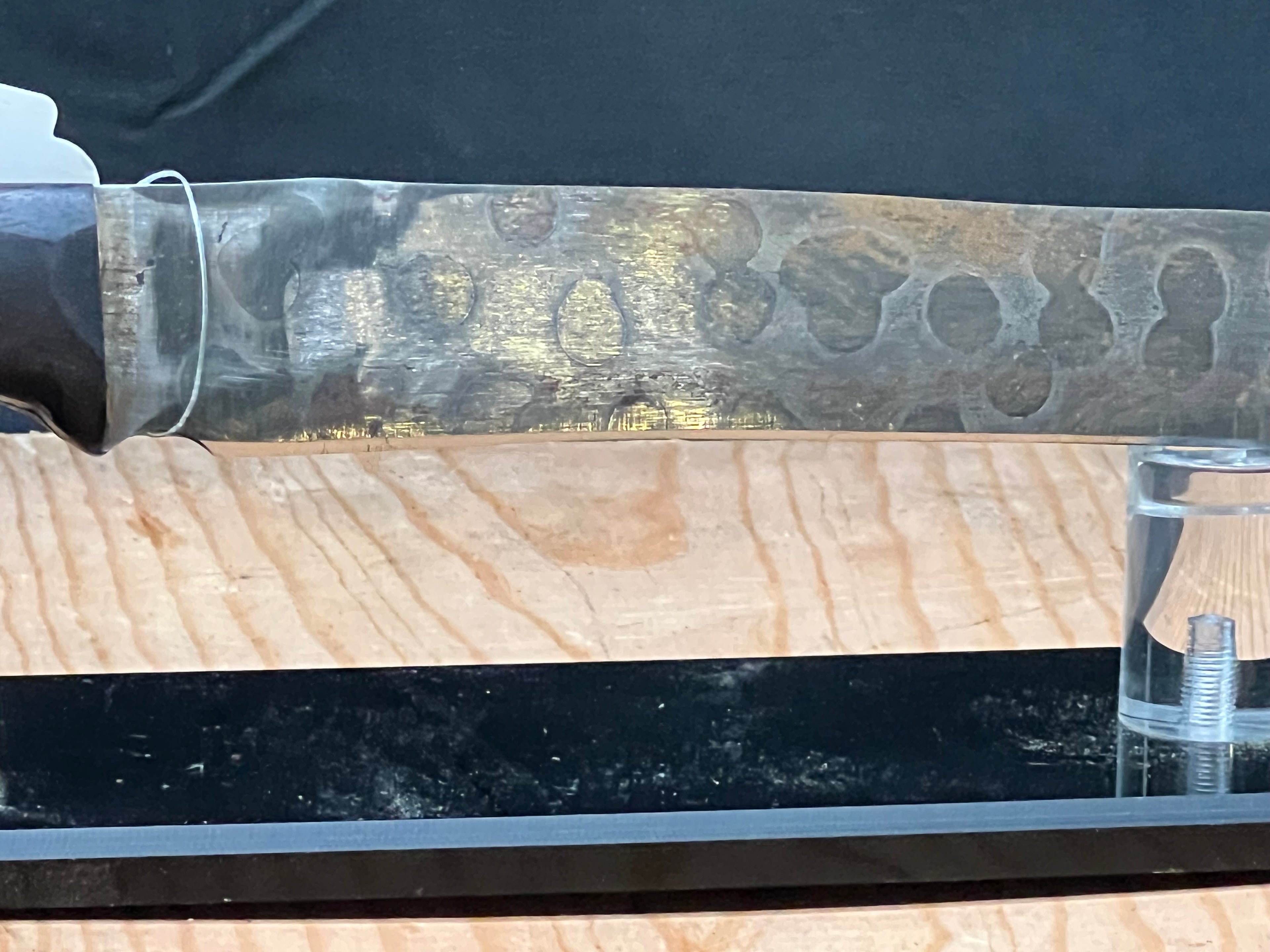 Mustard etched kitchen knife