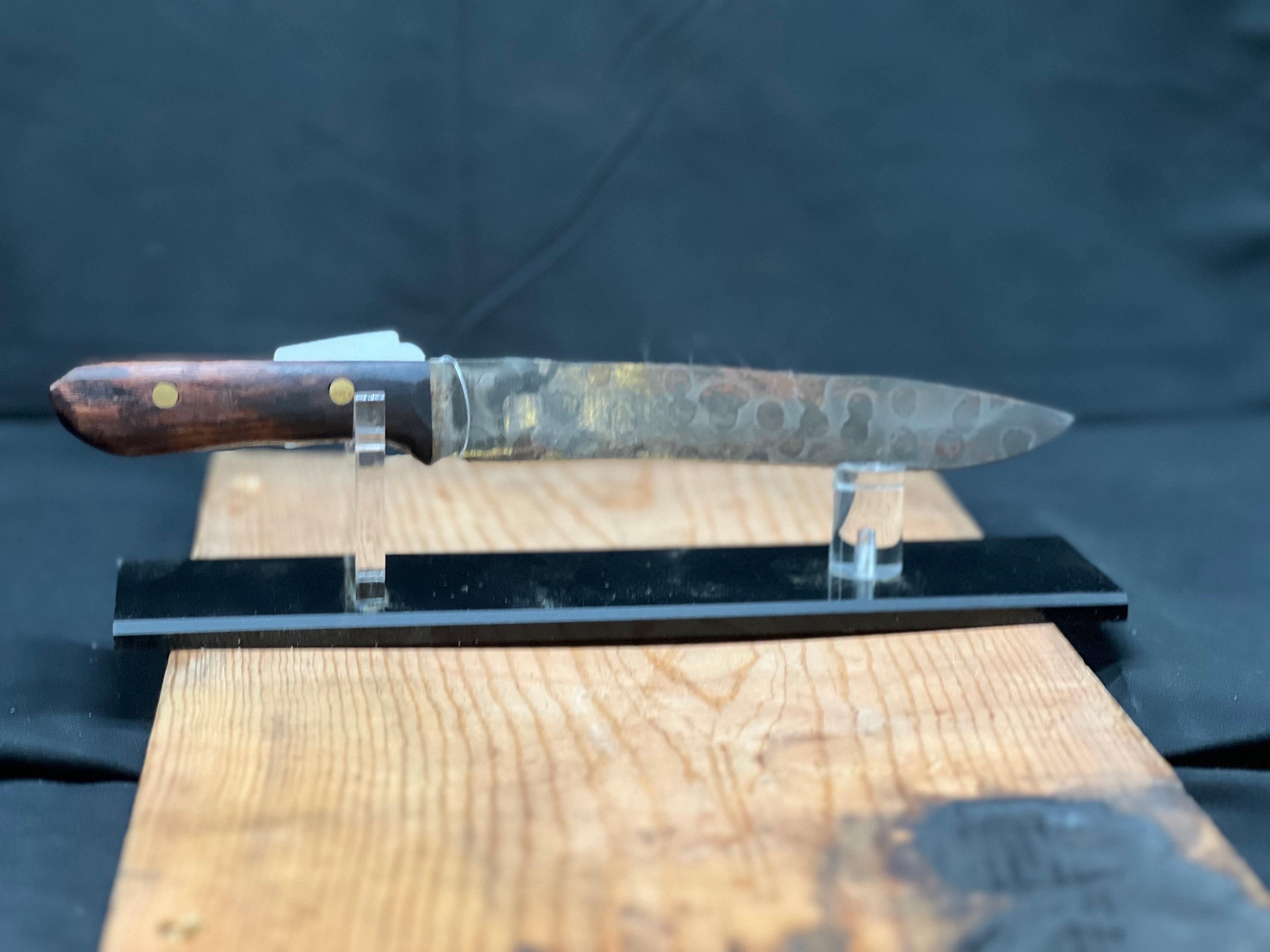 Mustard etched kitchen knife